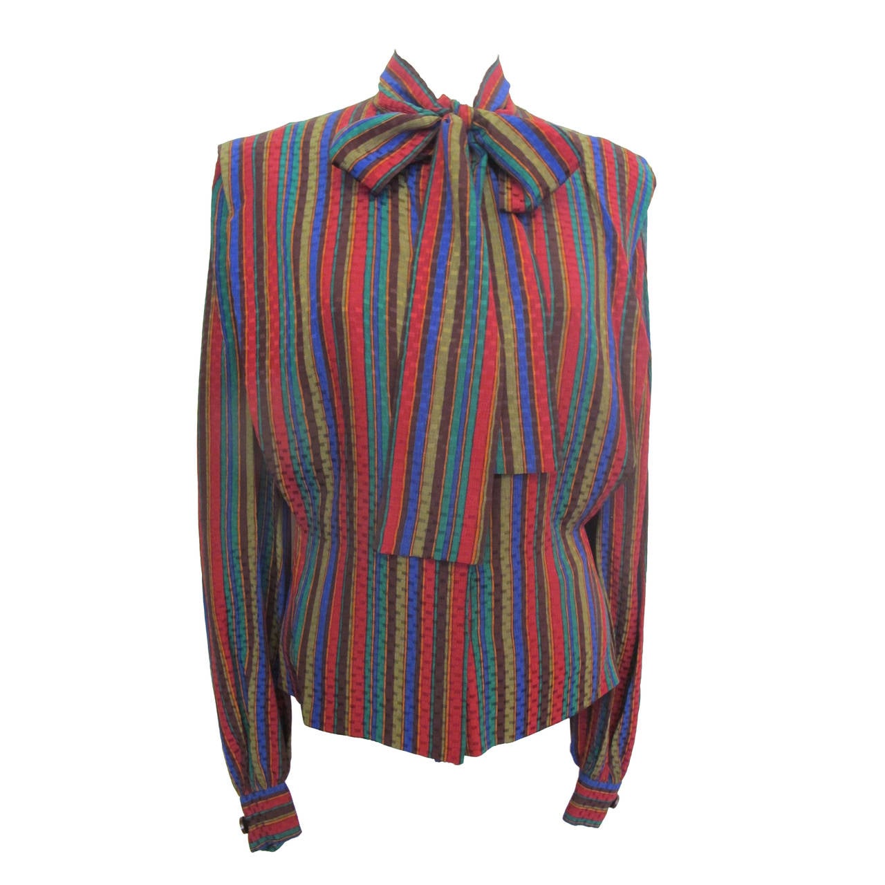 Boutique Givenchy Paris Multi-Colored Striped Silk Blouse