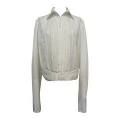 Jean Paul Gaultier White Pleated Cotton Jacket