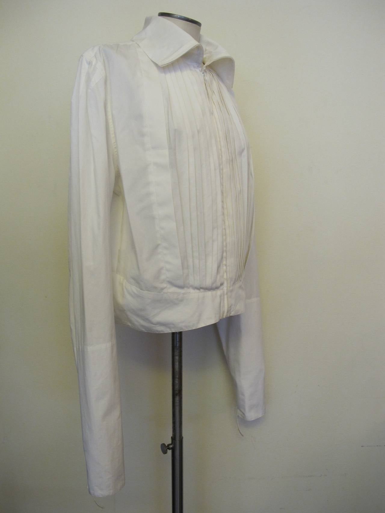 Gray Jean Paul Gaultier White Pleated Cotton Jacket For Sale