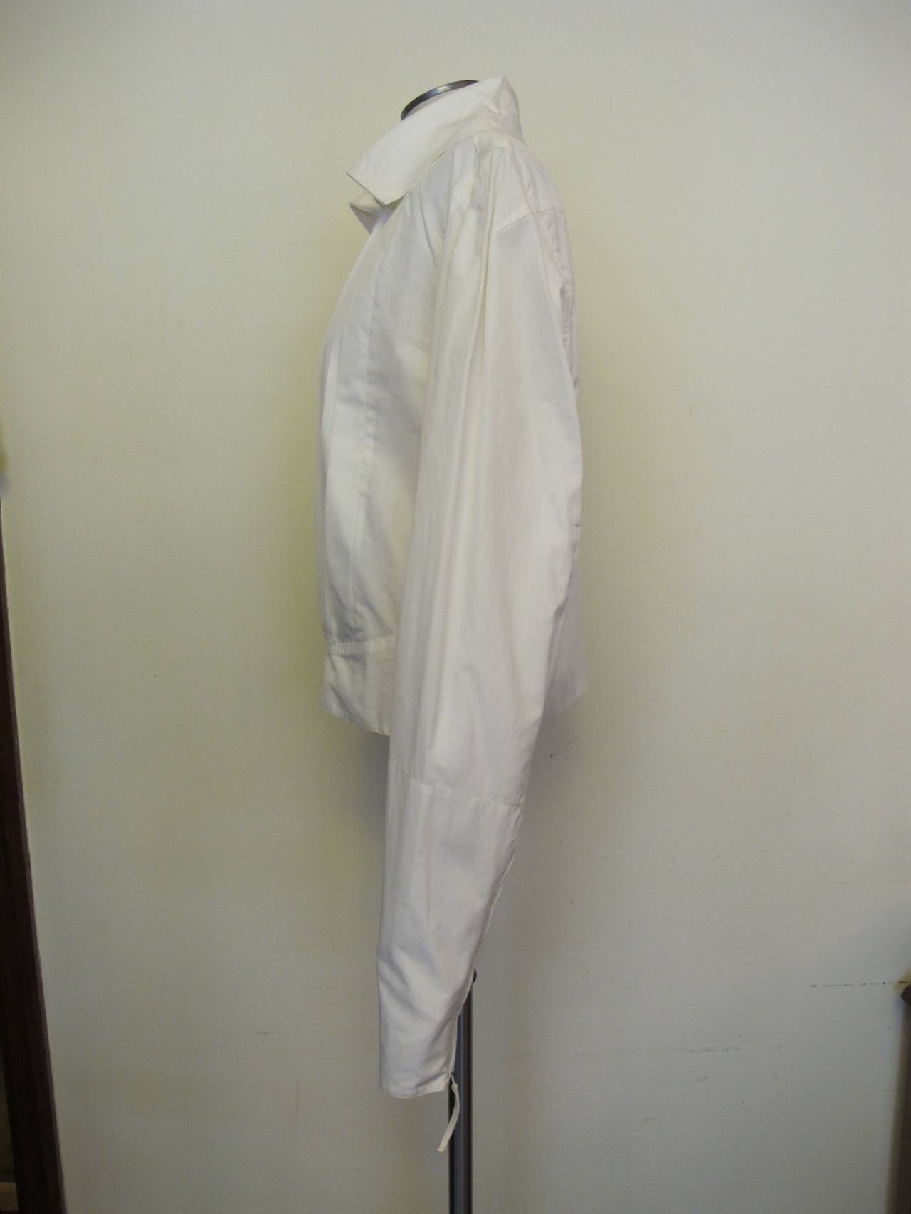 Men's Jean Paul Gaultier White Pleated Cotton Jacket For Sale