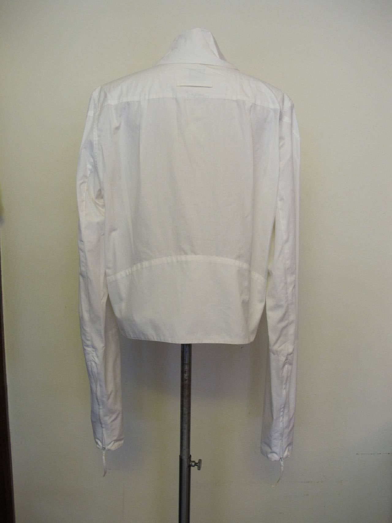 Jean Paul Gaultier White Pleated Cotton Jacket For Sale 1