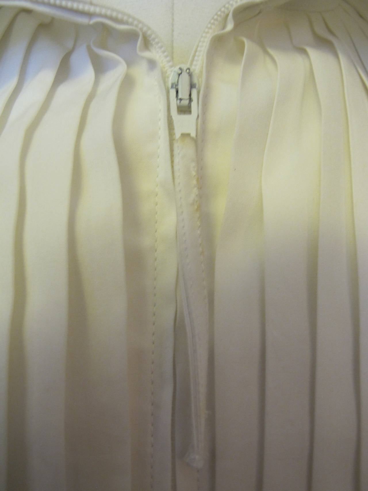 Jean Paul Gaultier White Pleated Cotton Jacket For Sale 2