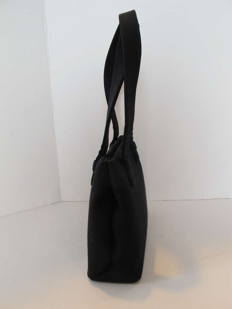 Women's Chanel Black Silk Faille Evening Handbag