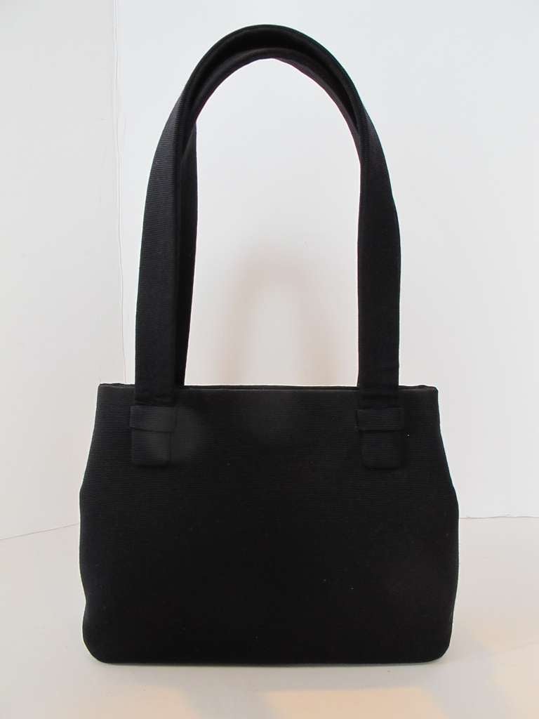 Chanel Black Silk Faille Evening Handbag 1