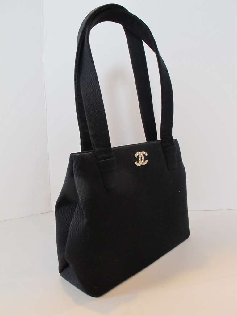 Chanel Black Silk Faille Evening Handbag 2