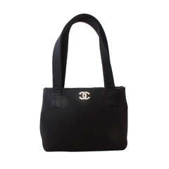 Chanel Black Silk Faille Evening Handbag