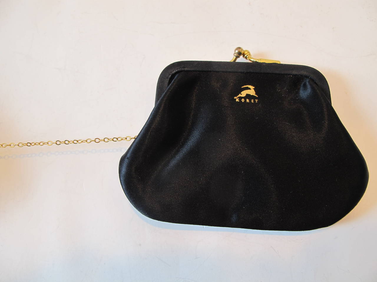 Koret 1950's Black Satin Evening Bag For Sale 3