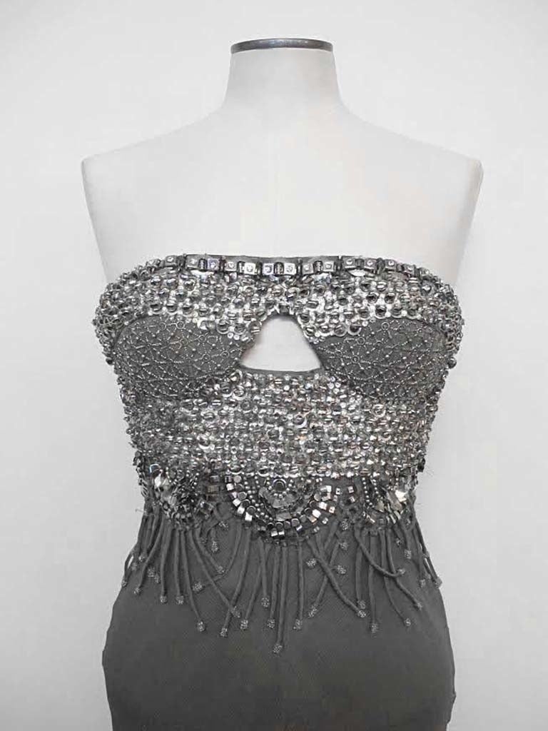 New Gianni Versace Grey Swarovski Runway Gown: 2007 For Sale 1