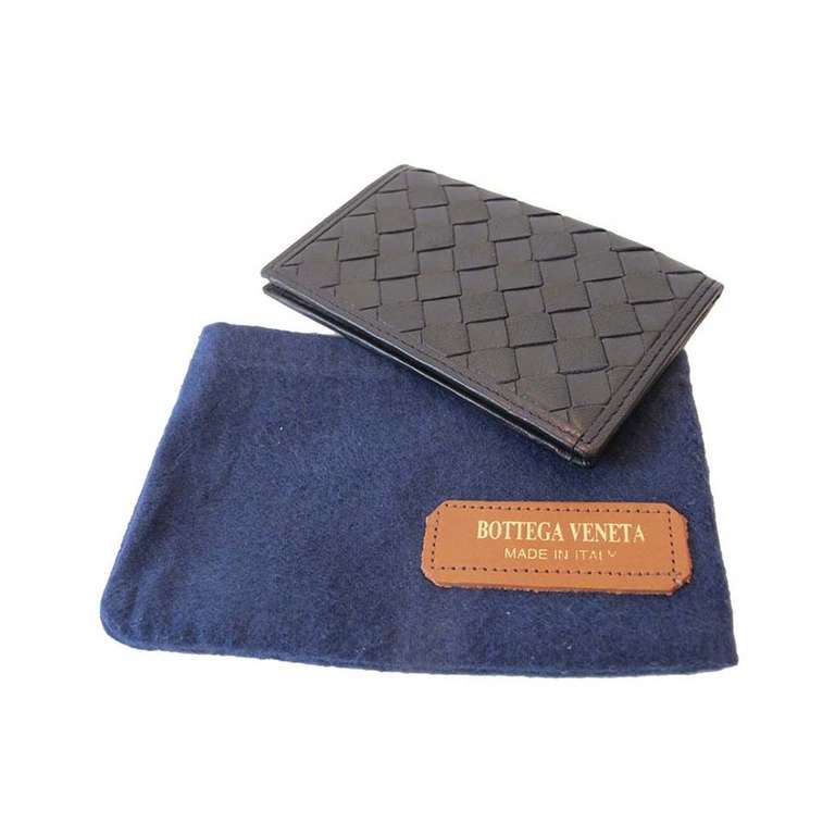 New-Old Bottega Veneta Woven Black Card Holder For Sale