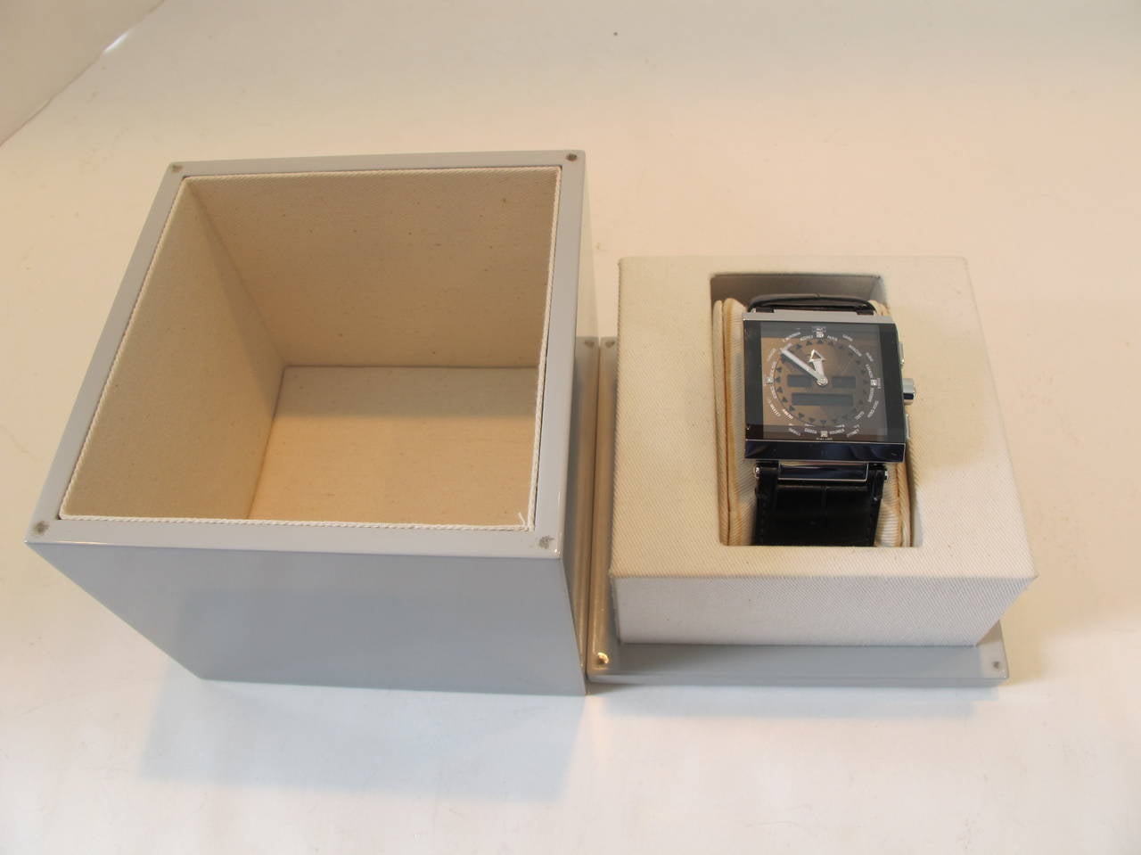 New Reed Krakoff Diamond International Time Watch with Alligator Watchband For Sale 1