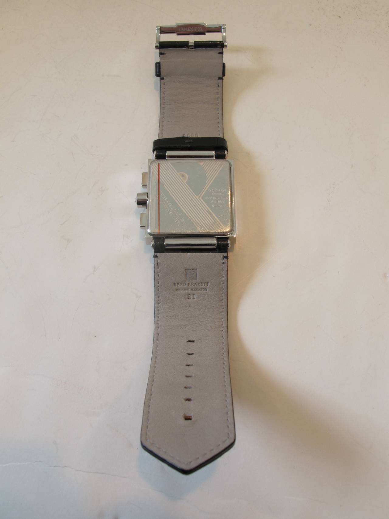 New Reed Krakoff Diamond International Time Watch with Alligator Watchband For Sale 3