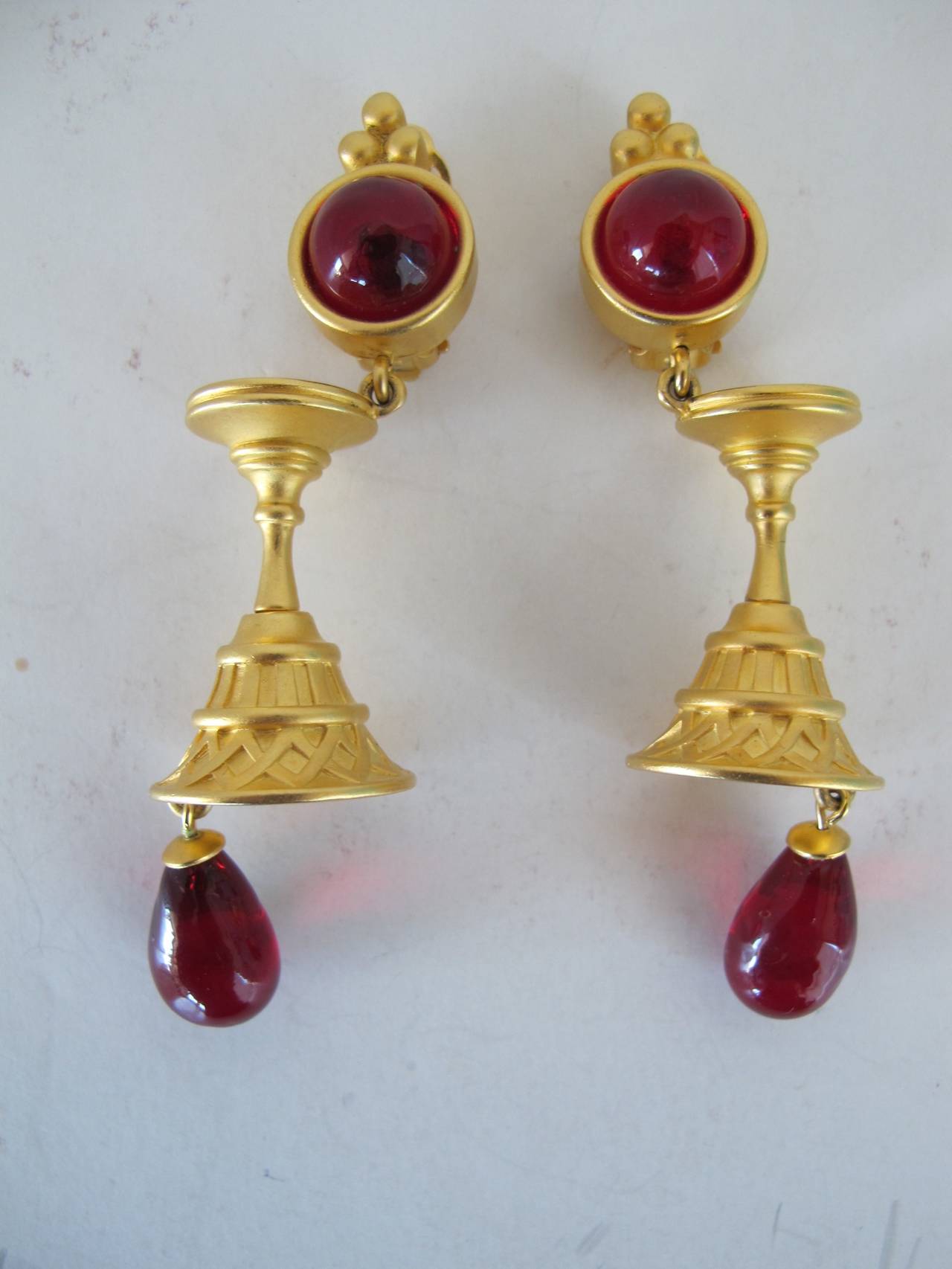 1980's Rare Karl Lagerfeld Wine Goblet Drop Earrings For Sale 2