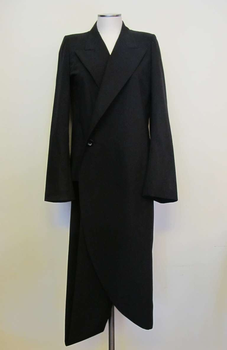 Women's Yohji Yamamoto Asymmetric Black Coat Dress