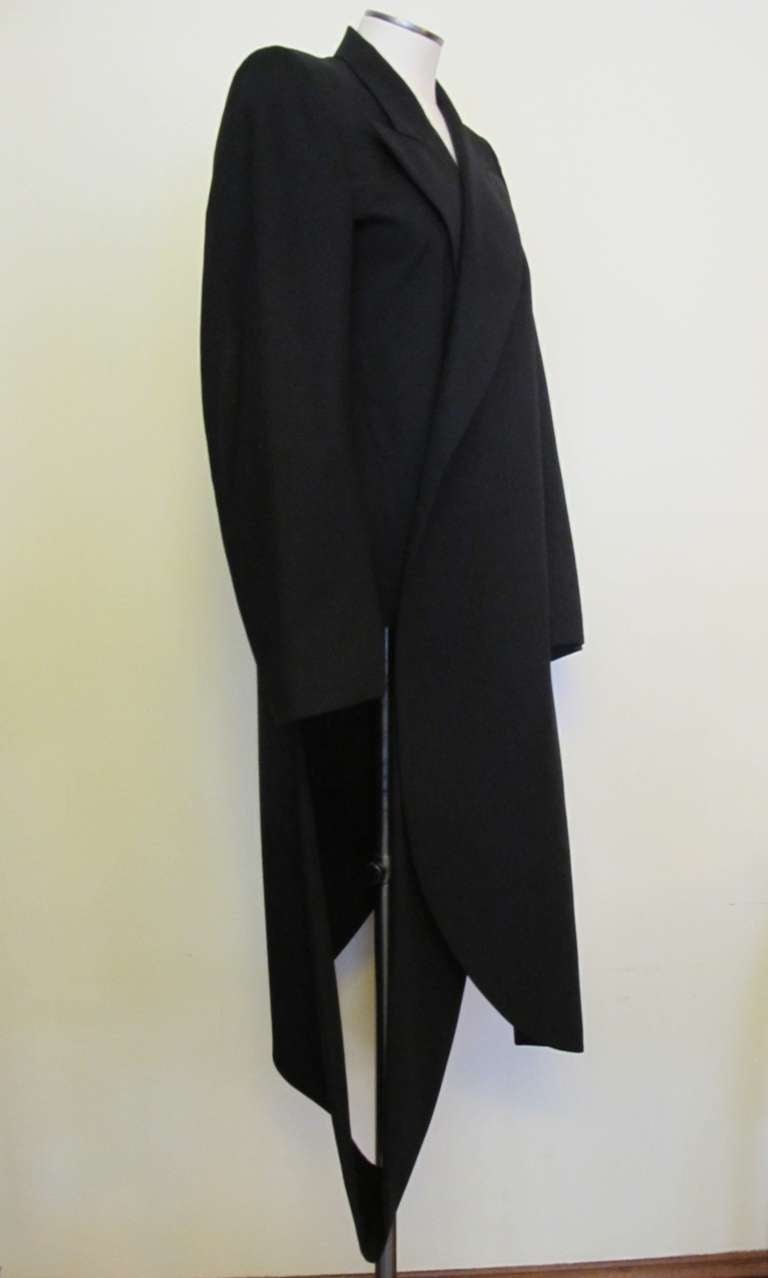Yohji Yamamoto Asymmetric Black Coat Dress In Excellent Condition In San Francisco, CA