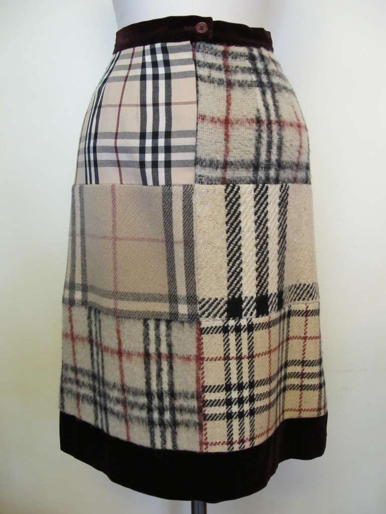 Burberry Patchwork Skirt In Excellent Condition For Sale In San Francisco, CA
