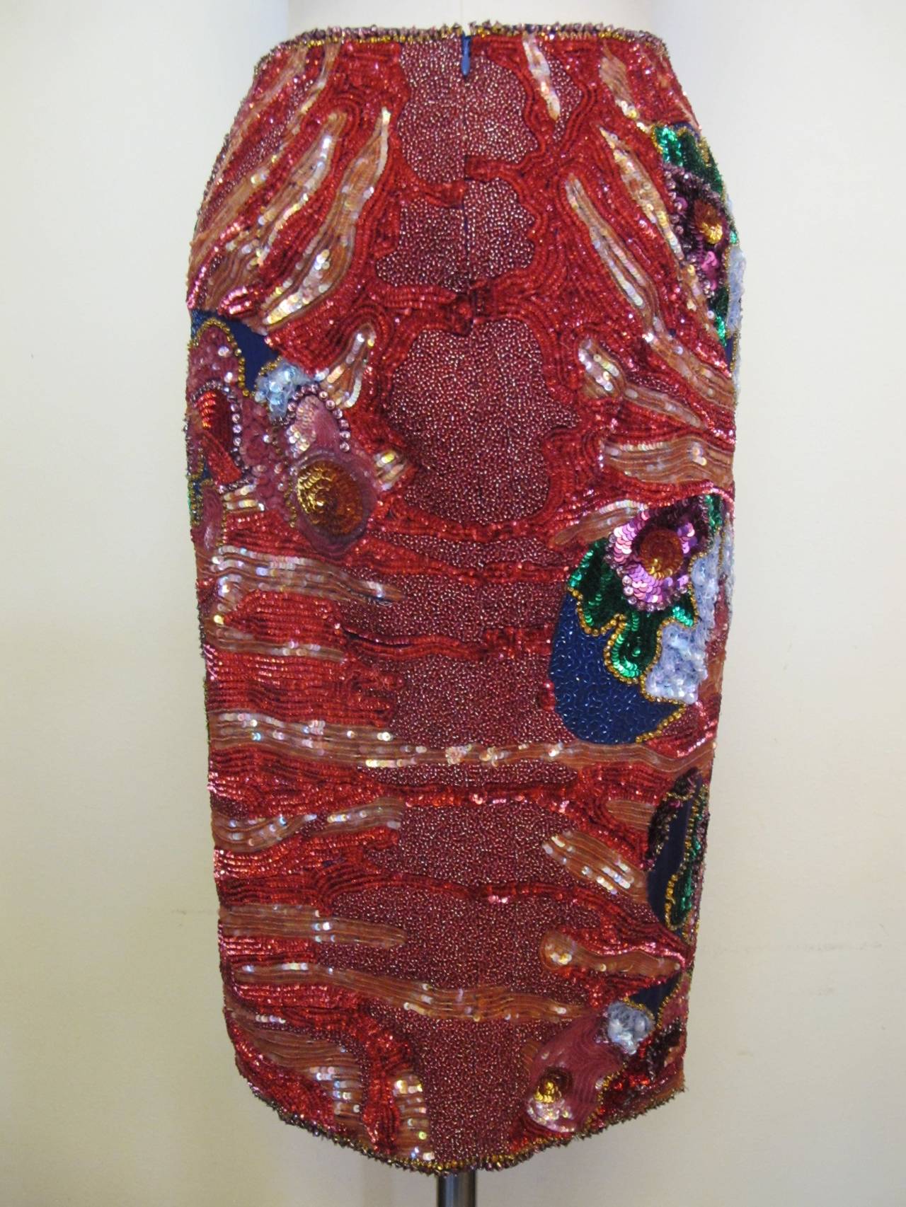 Tom Ford Runway Fall 2013 Multi-Colored Beaded Skirt In New Condition For Sale In San Francisco, CA
