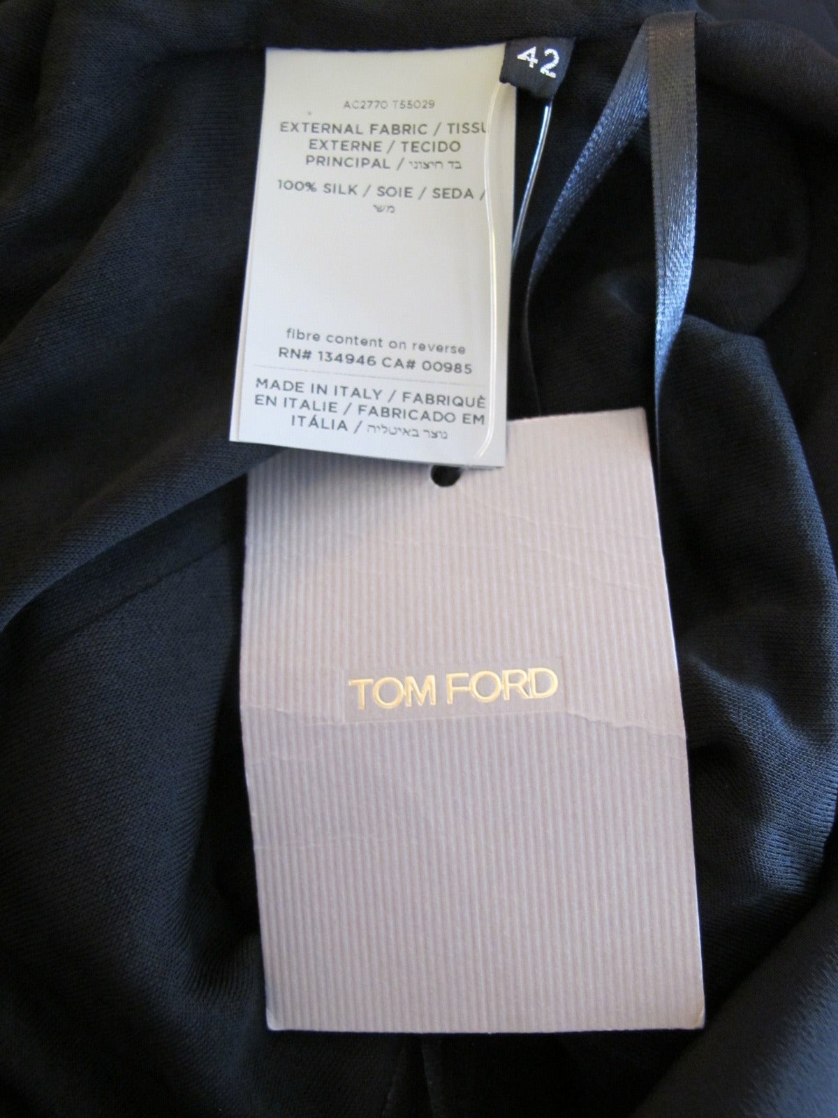 Tom Ford 2014 Black Silk Evening Cocktail Dress with Silver Chain For Sale 6