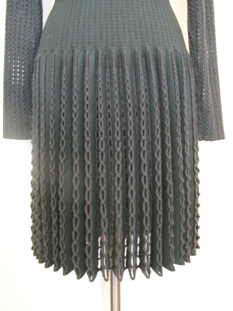 New Azzedine Alaia Hunter Green Iconic Dress For Sale 1