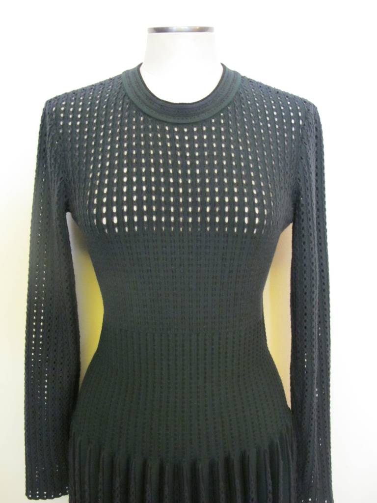 New Azzedine Alaia Hunter Green Iconic Dress For Sale 3