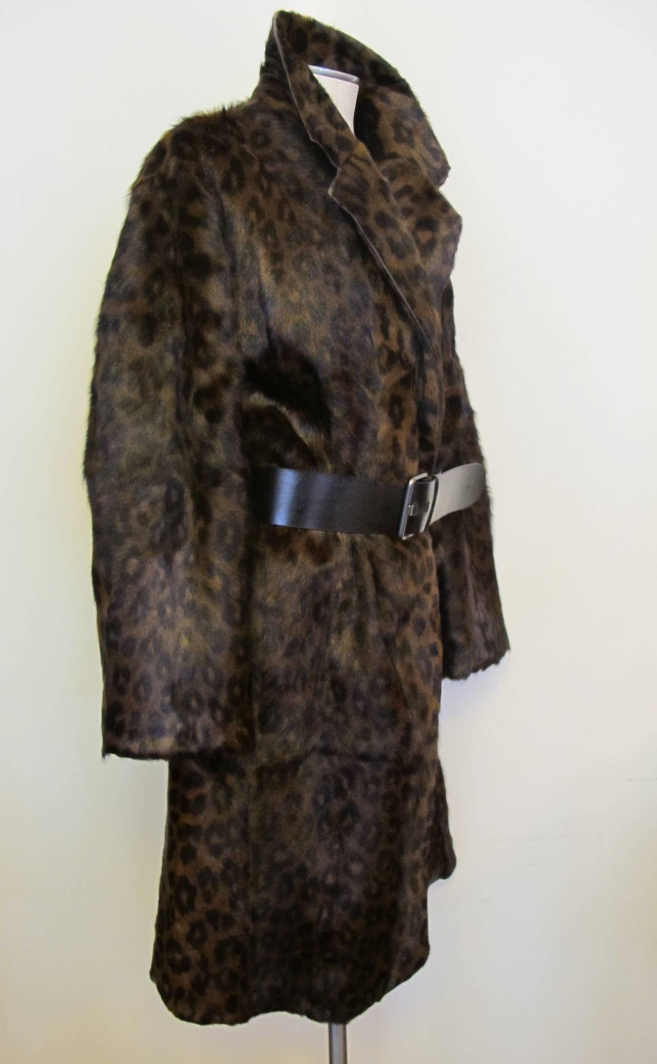 Black New Tom Ford Fall 2014 Runway Leopard Winter Coat For Sale