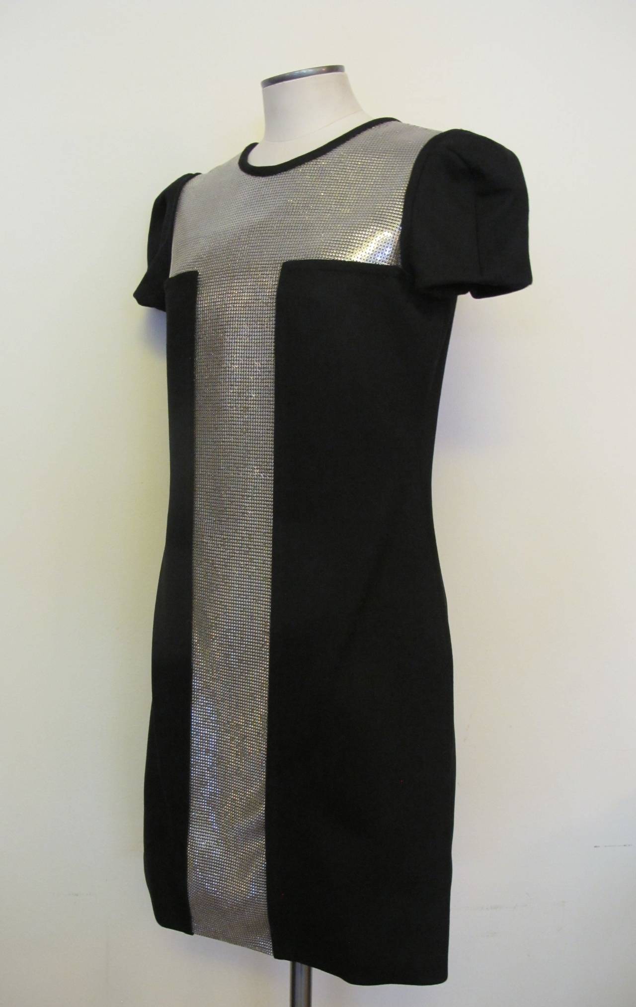 New 2013 Fall - Winter Runway Gianni Versace Black Silver Metal Mesh Dress In New Condition In San Francisco, CA