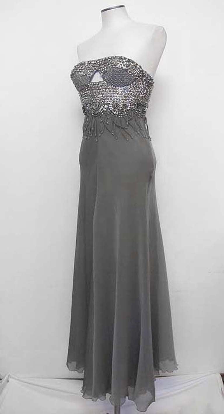 Gray New Gianni Versace Grey Swarovski Runway Gown: 2007 For Sale