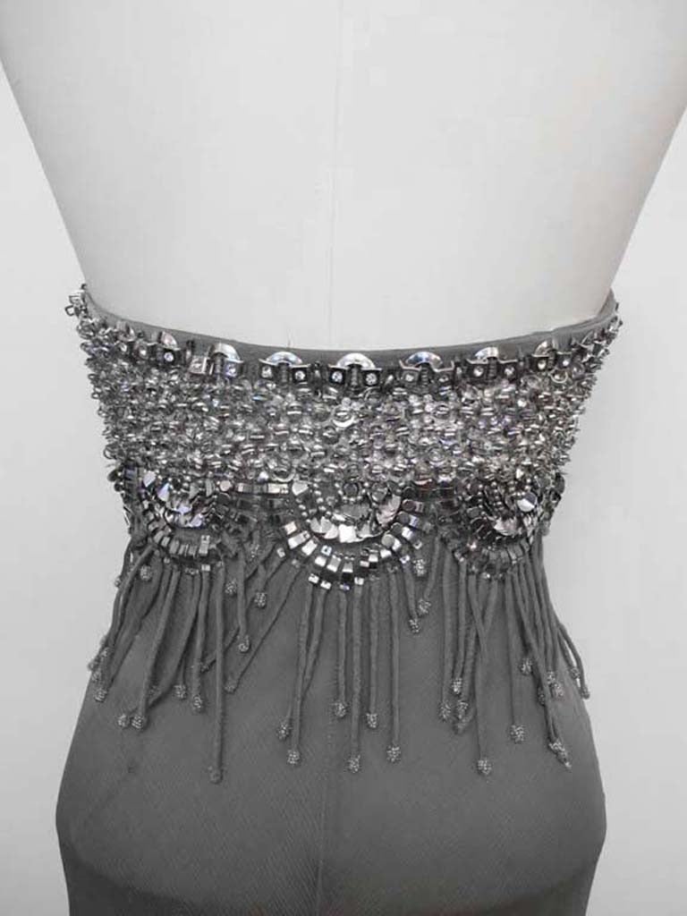 New Gianni Versace Grey Swarovski Runway Gown: 2007 For Sale 3