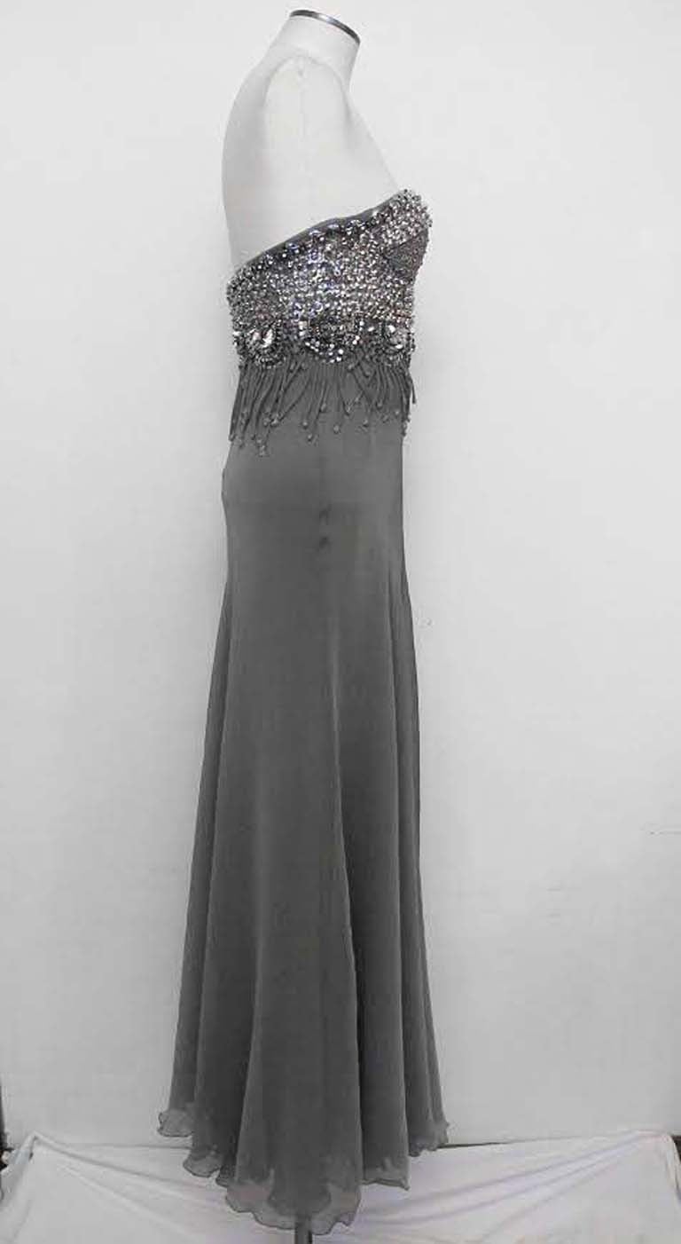 New Gianni Versace Grey Swarovski Runway Gown: 2007 In New Condition For Sale In San Francisco, CA