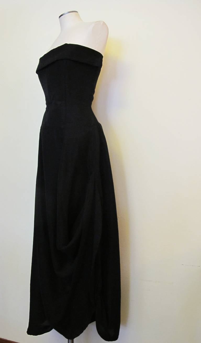 Yohji Yamamoto Chic Black Evening Gown In Excellent Condition For Sale In San Francisco, CA