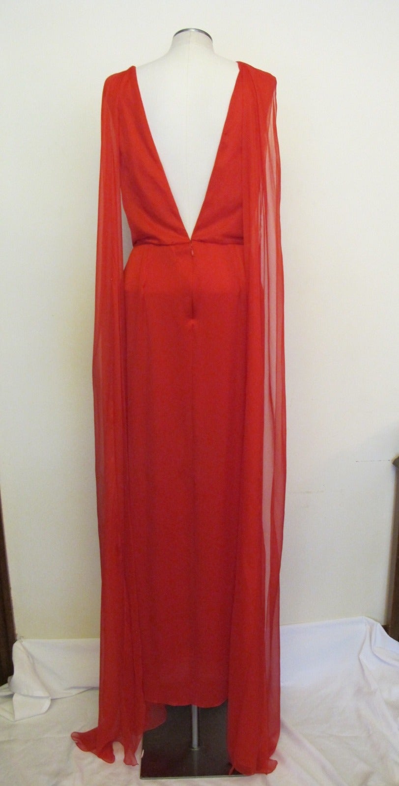 Men's Tom Ford 2014 Red Silk Chiffon Evening Gown For Sale