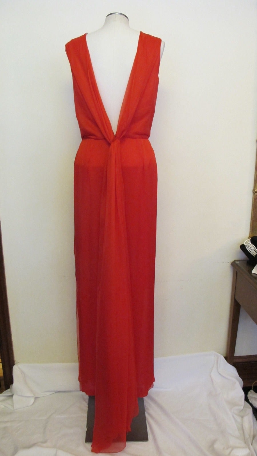 Tom Ford 2014 Red Silk Chiffon Evening Gown For Sale 1