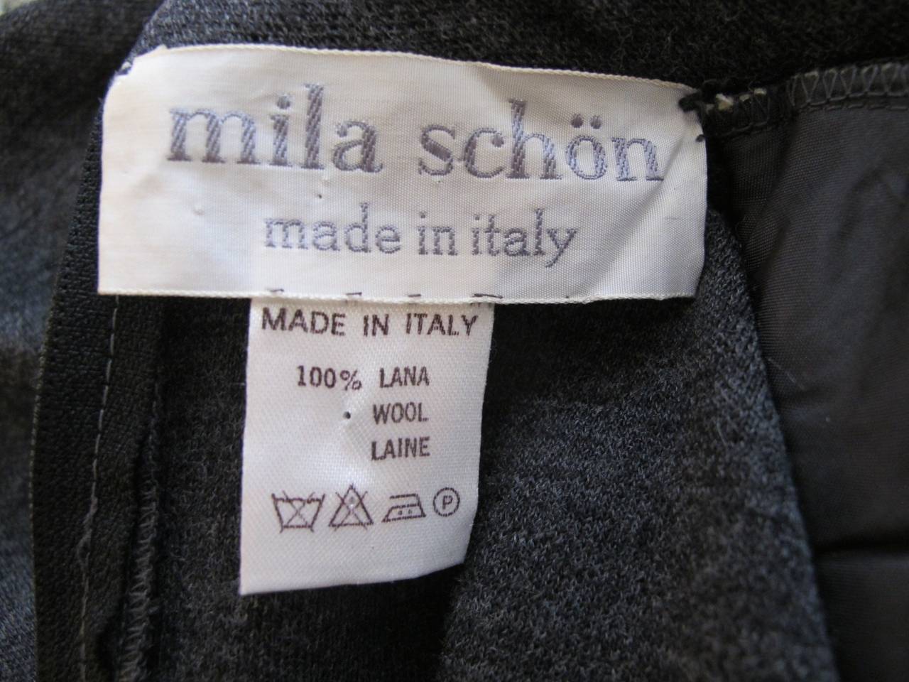 1980's Mila Schön Grey Turtle Neck Dress For Sale 4