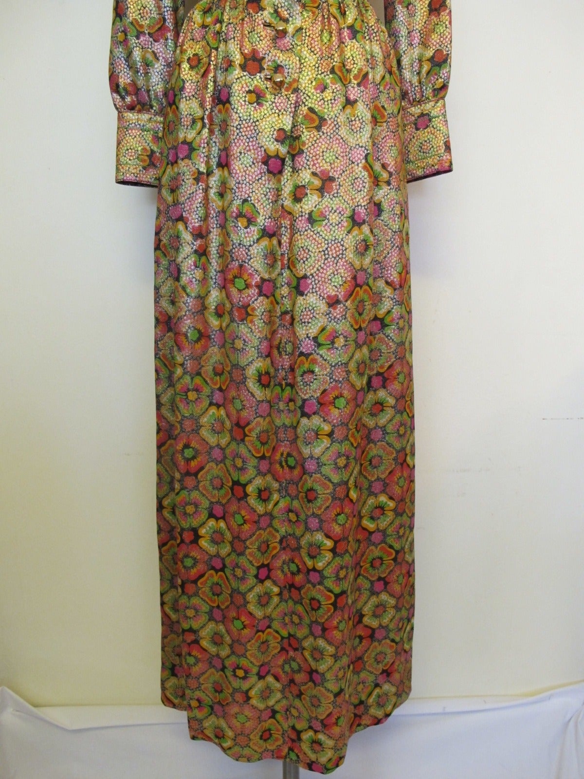 1969 James Galanos Silk Metallic Gown For Sale 1