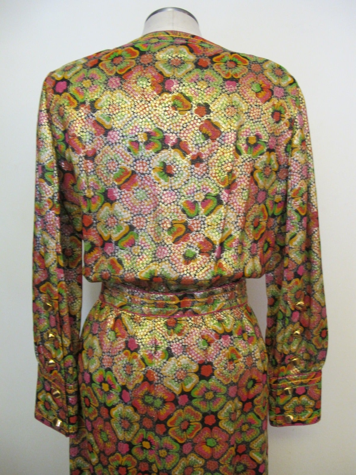 1969 James Galanos Silk Metallic Gown For Sale 2