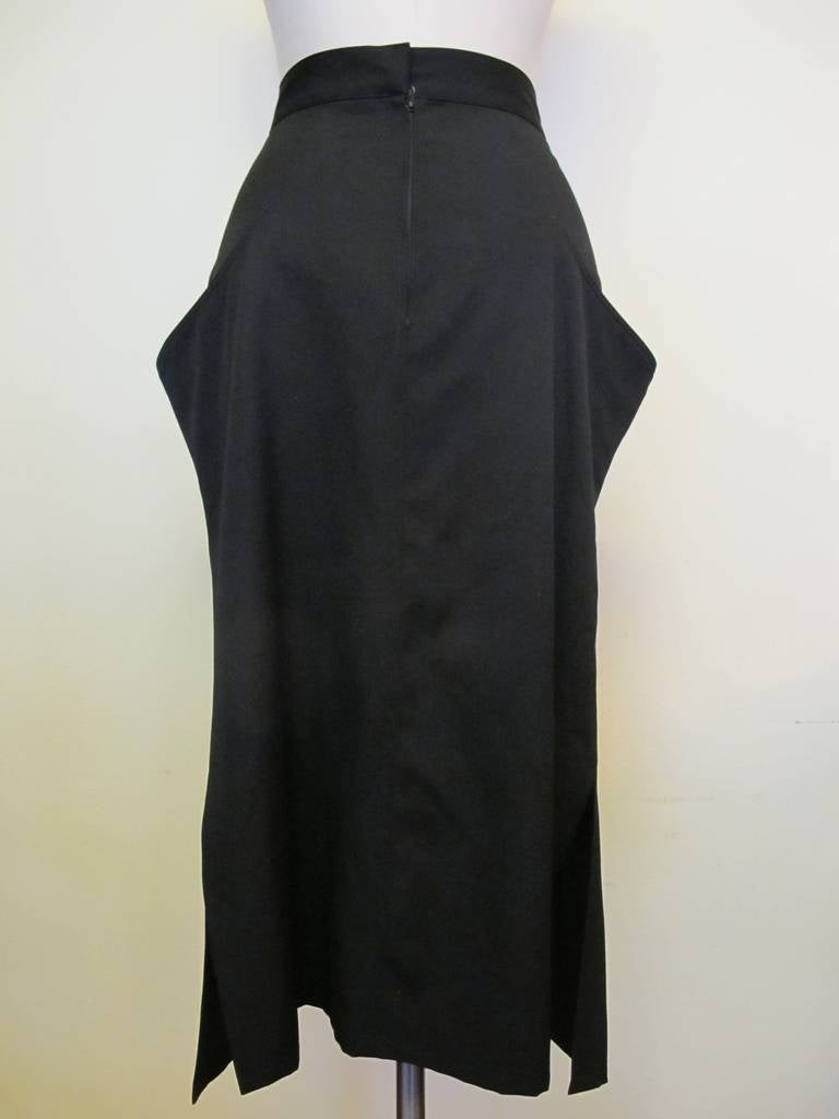 New Yohji Yamamoto Black Angular Skirt For Sale 3