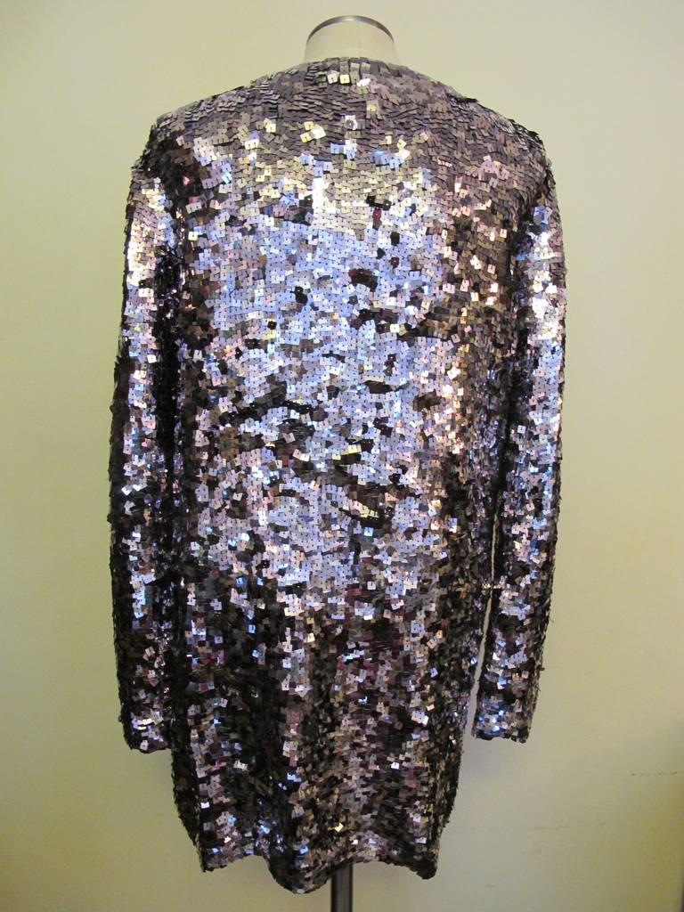 Women's Dolce & Gabbana Square Sequin 3/4 Silver-Lavender Evening Jacket For Sale