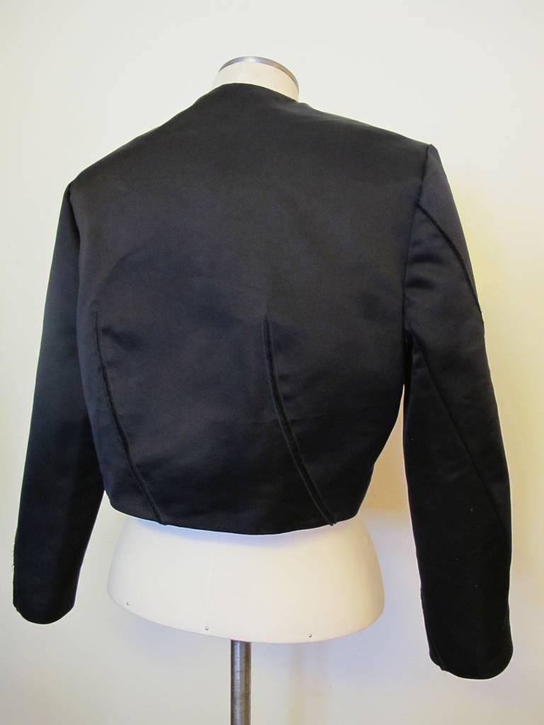 Women's Nina Ricci New Black Satin Bolero Jacket For Sale