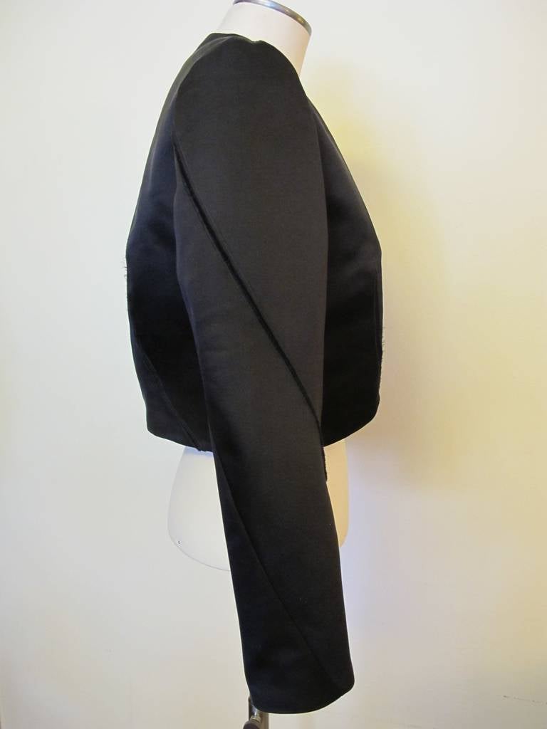 Nina Ricci New Black Satin Bolero Jacket For Sale 3