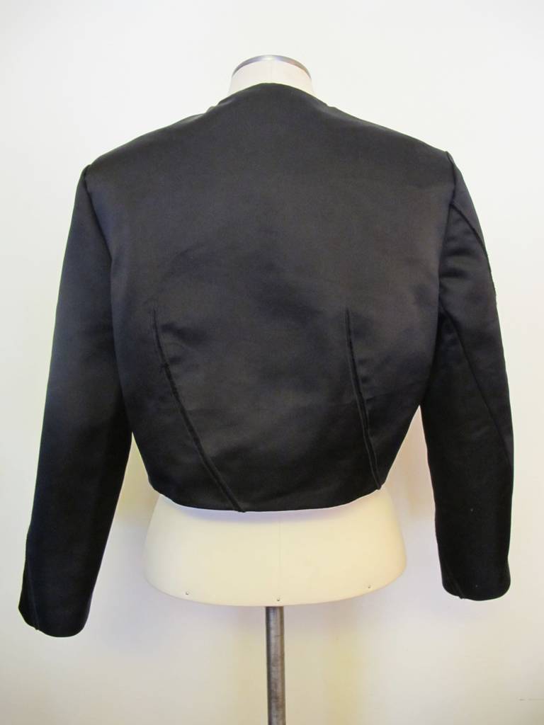Nina Ricci New Black Satin Bolero Jacket For Sale 1