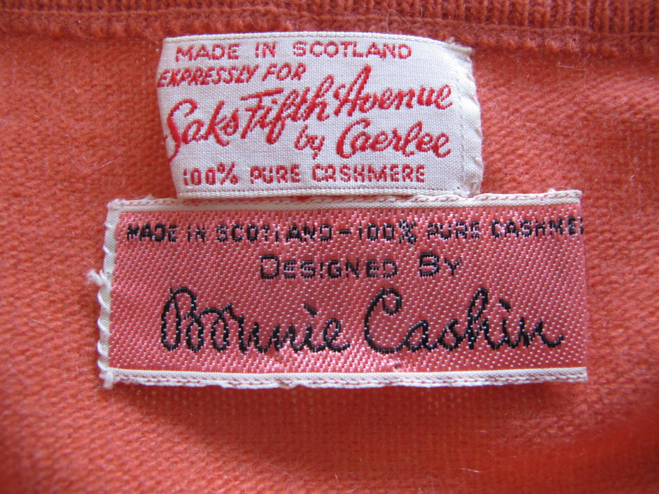 1960's Bonnie Cashin Cashmere Salmon Dress Made for Saks Fifth Avenue For Sale 3
