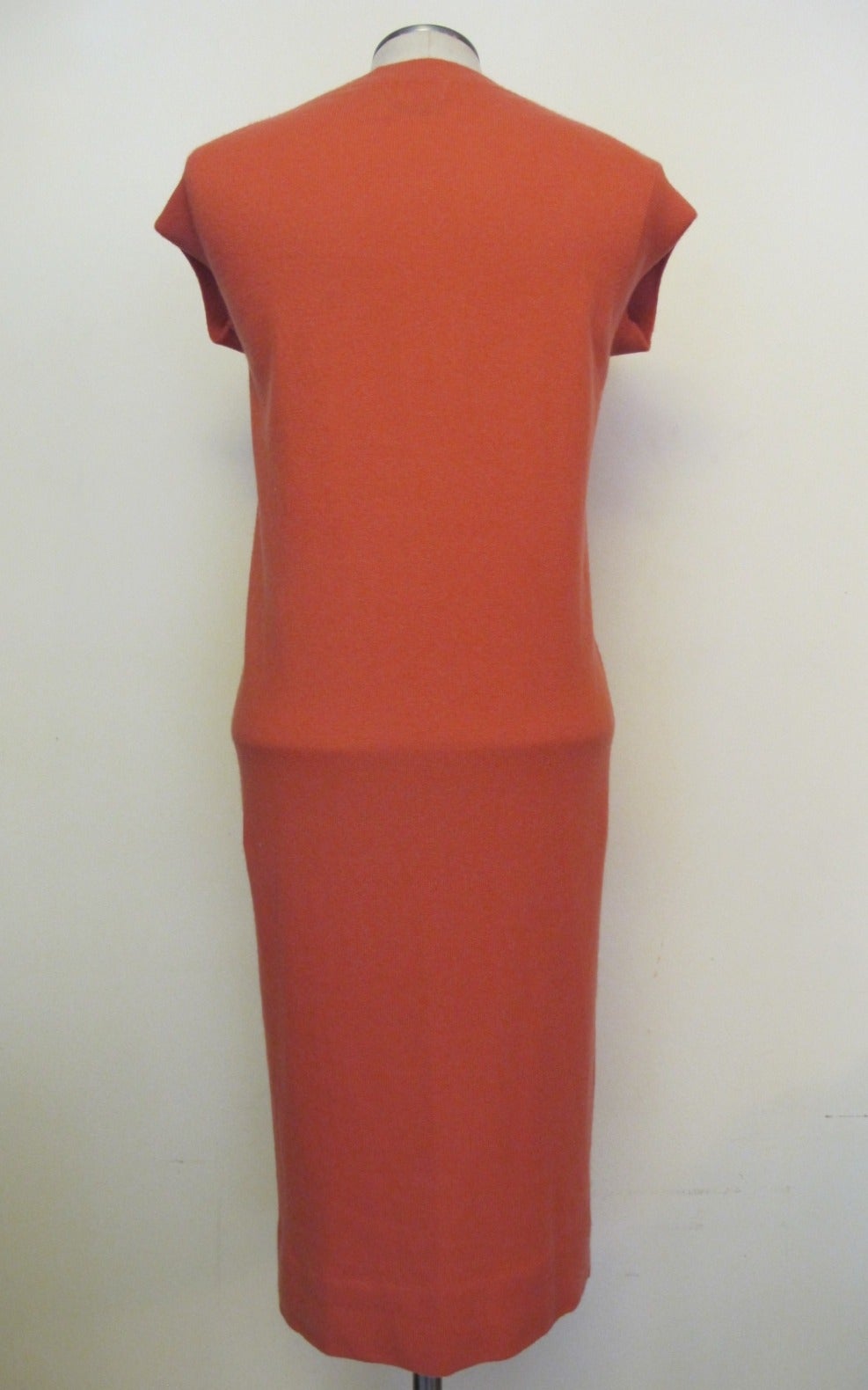 1960's Bonnie Cashin Cashmere Salmon Dress Made for Saks Fifth Avenue In Excellent Condition For Sale In San Francisco, CA