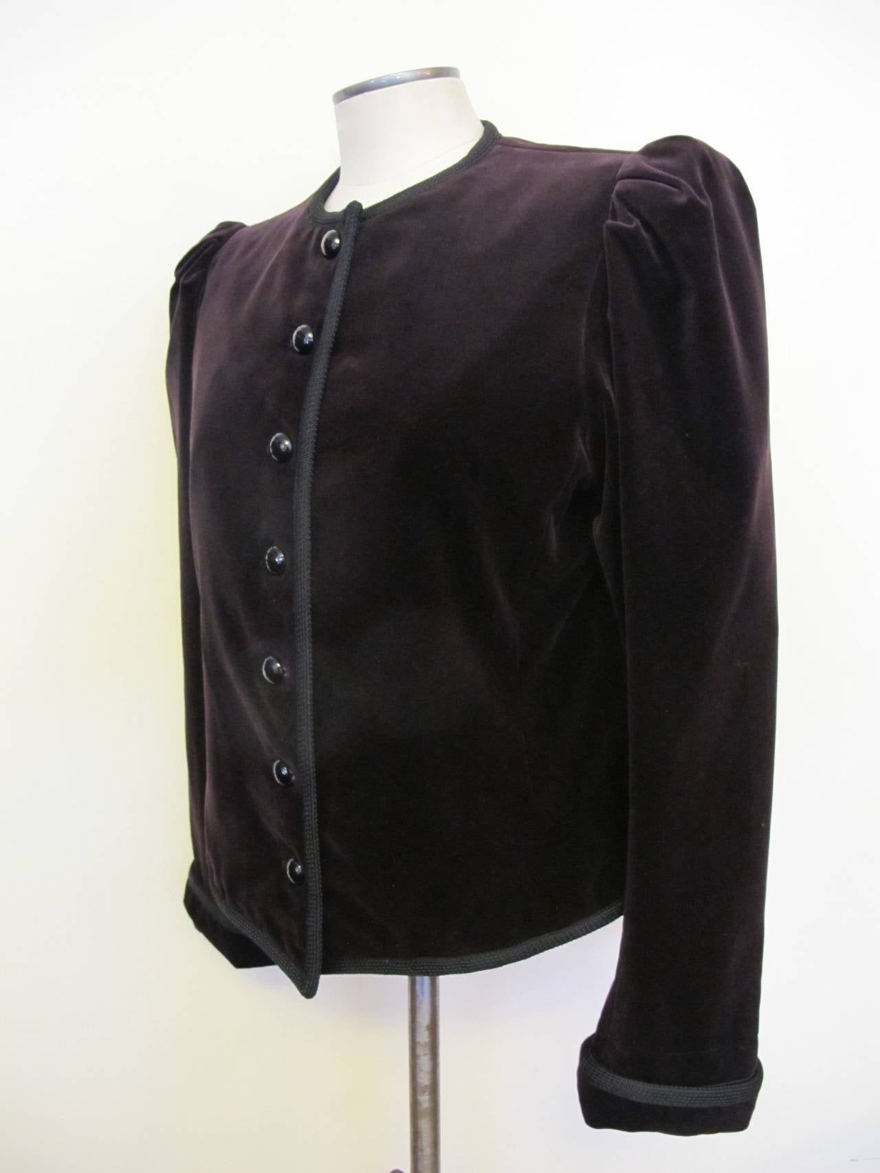 Black 1960's Aubergine Yves St. Laurent Jacket For Sale