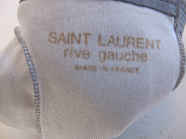 Yves St. Laurent Rive Gauche Silver, Blue-Grey Gloves For Sale 3