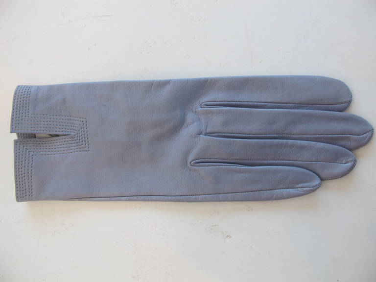 Gray Yves St. Laurent Rive Gauche Silver, Blue-Grey Gloves For Sale