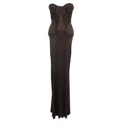 Gianni Versace Spring - Summer 2007 Runway Brown Corseted - Bodycon Evening Gown