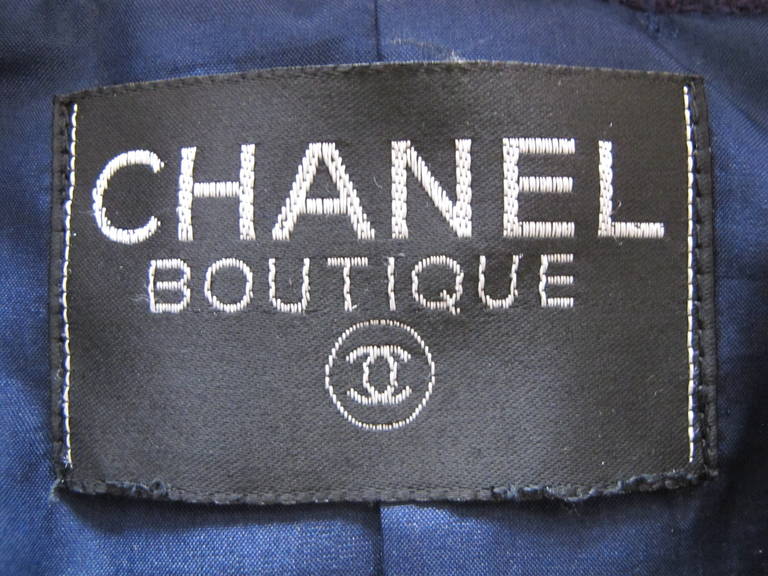 Chanel Navy Blue Boucle Open Jacket Size 14 to 16 For Sale 1