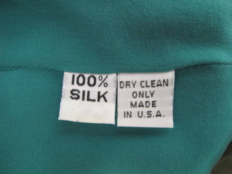 Oscar de la Renta Emerald Green Silk Satin Jacket For Sale 4