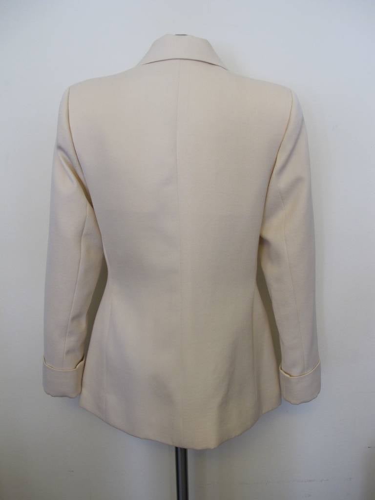 Yves St. Laurent Classic Double Breasted Jacket with Horn Buttons In Excellent Condition For Sale In San Francisco, CA