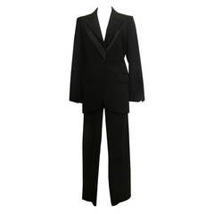 Yves St. Laurent Rive Gauche Single Breasted Black Tuxedo Pants-suit