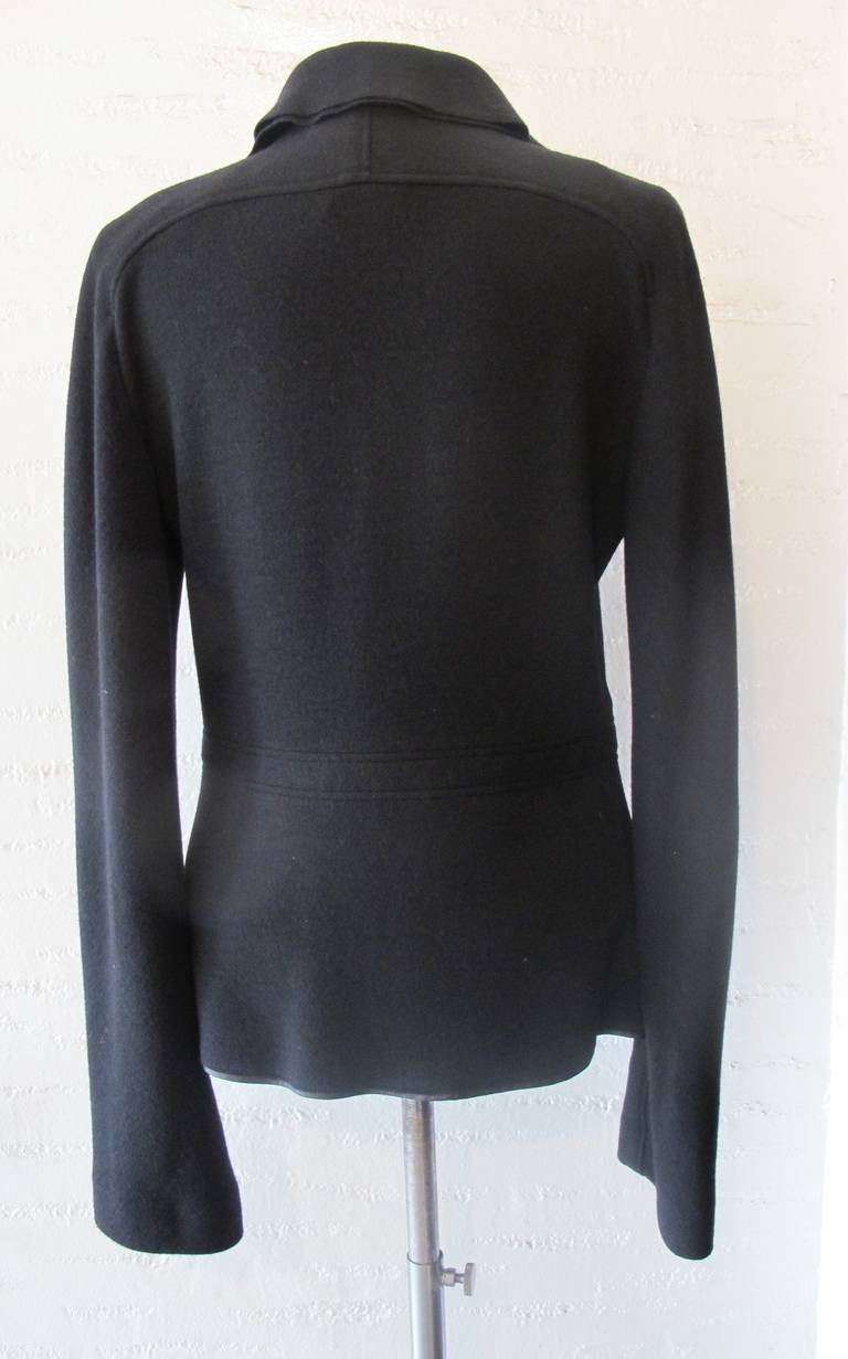 Givenchy Luxurious Black Jacket with Leather Trim and Epaulettes In Excellent Condition For Sale In San Francisco, CA